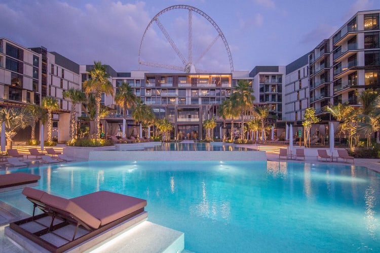 Resort pool with observation wheel
